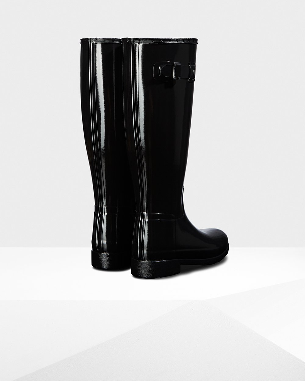 Womens Hunter Original Refined Gloss - Tall Rain Boots Black - 8309-APKFL